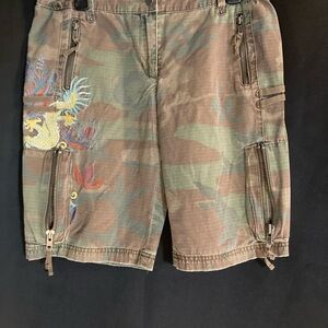 Da-Nang Cargo Shorts Green and Brown Cotton Twill
